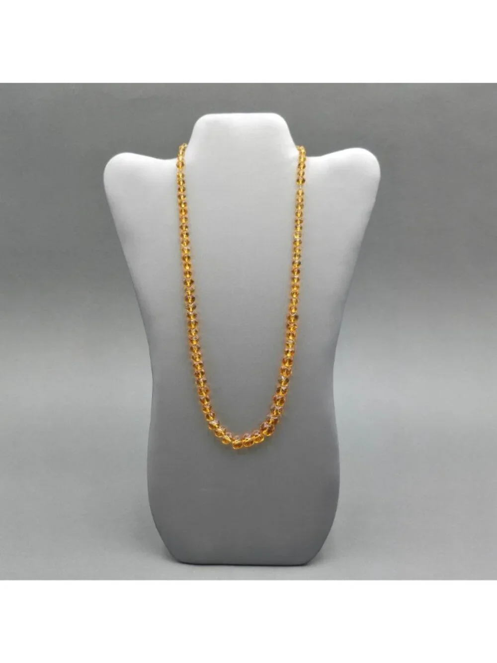 Art Deco Citrine Crystal Necklace Vintage Graduated Cut Bohemian Glass Bead Stat - Picture 2 of 16